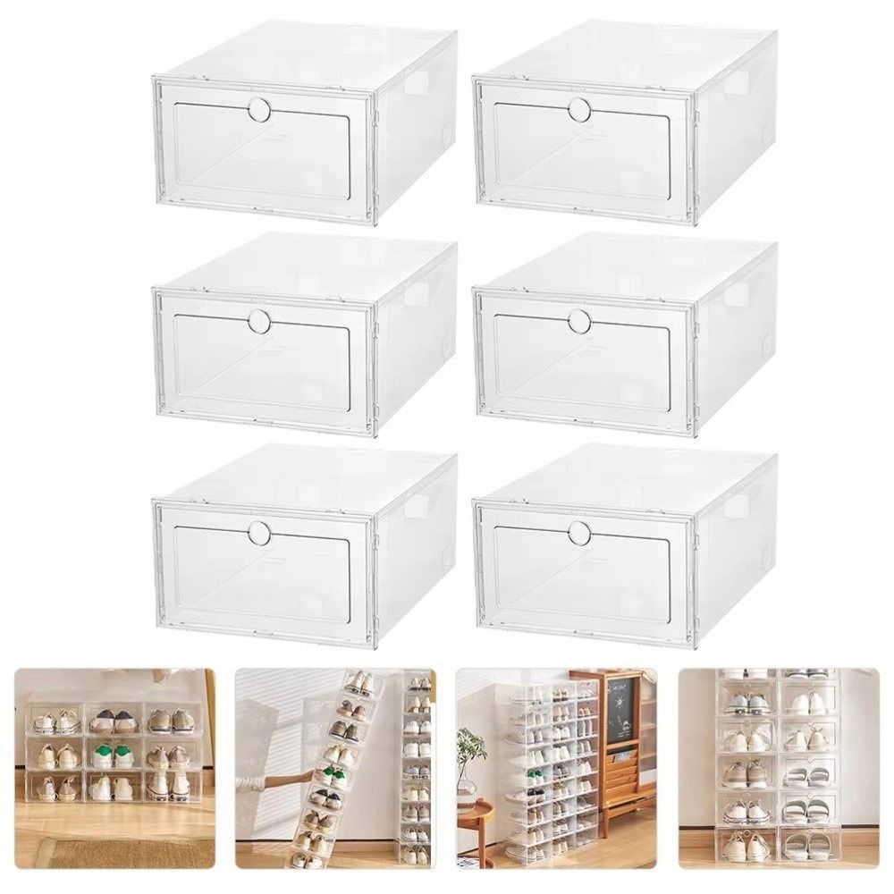 Shoe Box Display - Portable Transparent Shoe Boxes Stackable Plastic