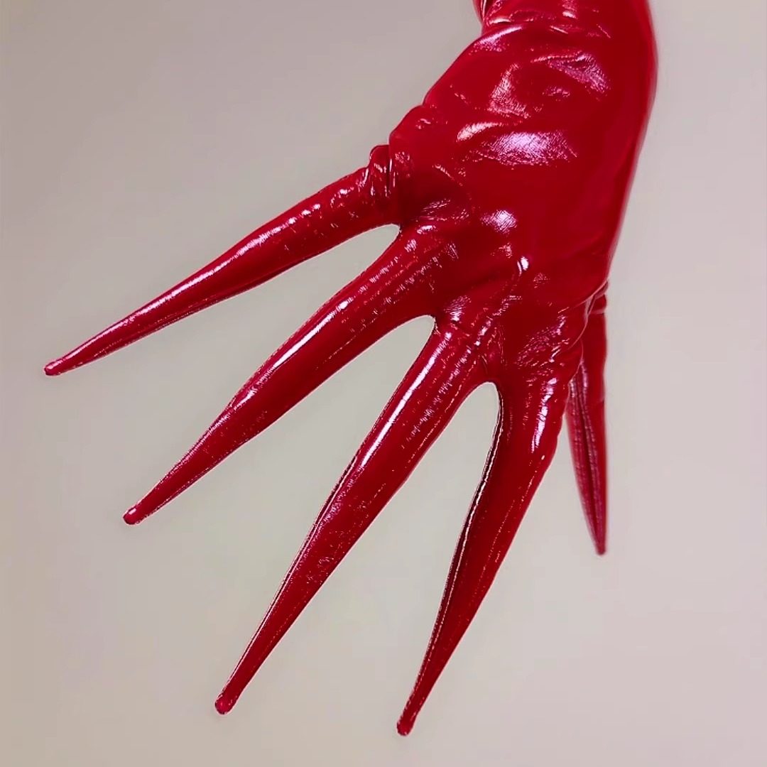 Shine Red CLAW GLOVES  POINTED - огляд і ціна Patent Leather Shine